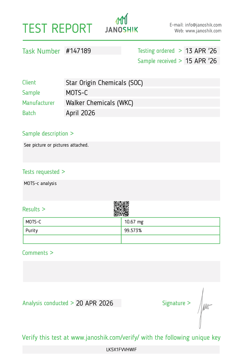 MOTS-C - 10mg x 10 Vials