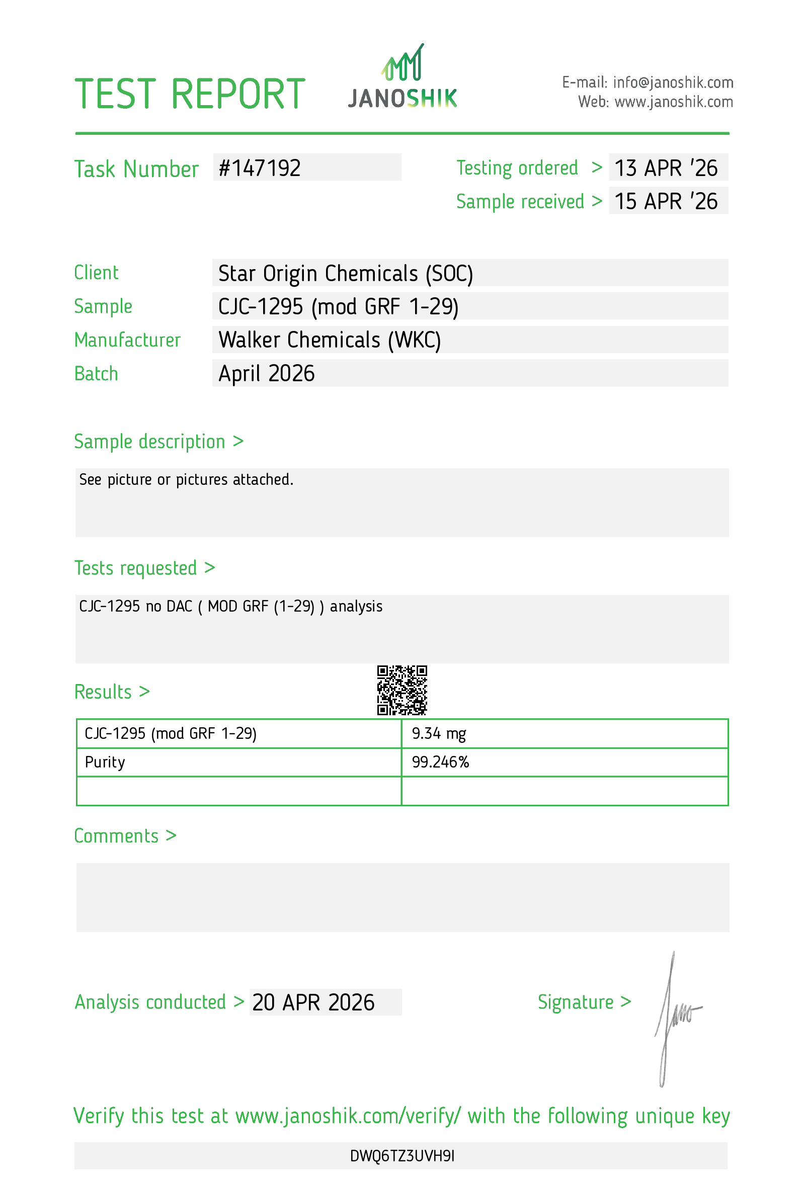 CJC-1295 no DAC - 10mg x 10 Vials